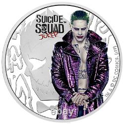 2019 SUICIDE SQUAD JOKER $1 1oz. 9999 SILVER PROOF COLORIZED COIN