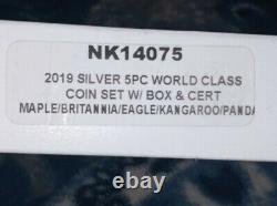 2019 Silver 5 Pc World Coin Set