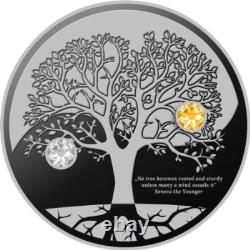 2019 THE TREE OF LIFE 500 FRANCS CFA Pure Silver Coin with Swarovski Elements