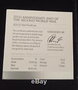 2020 75th ANNIVERSARY END OF WORLD WAR II- 1 OZ BEAUTIFUL SILVER PROOF COIN