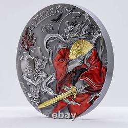 2020 Cook Island ZHONG KUI (GILDED) Asian Mythology 3 oz Silver Antique Coin