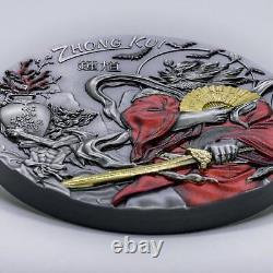 2020 Cook Island ZHONG KUI (GILDED) Asian Mythology 3 oz Silver Antique Coin