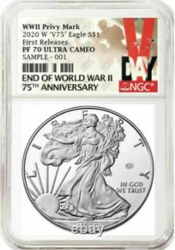 2020 End of World War 2 V75 Silver Eagle Coin NGC PF70 ULTRA CAMEO