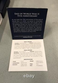 2020 End of World War II 75th Anniversary Silver Medal 1 oz Proof Silver Medal