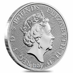 2020 Great Britain 2 oz Silver Queen's Beasts White Lion of Mortimer Coin. 9999