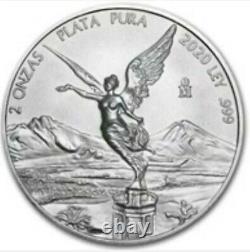 2020 Mexico Libertad 2oz Silver BU Coin LIMITED TO ONLY 5,500 MINTED