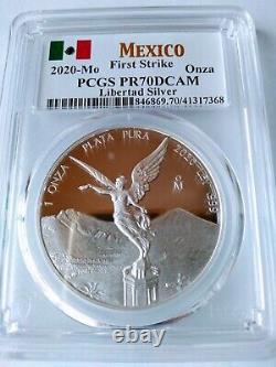 2020-Mo Mexico 1oz Silver Onza Liberted PCGS PR70DCAM FS population (418)