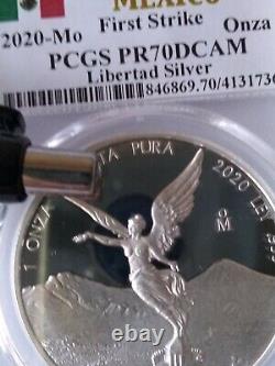 2020-Mo Mexico 1oz Silver Onza Liberted PCGS PR70DCAM FS population (418)