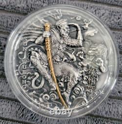 2020 Niue $2 SUN WUKONG Journey To The West 2 oz Antique UHR Silver Coin