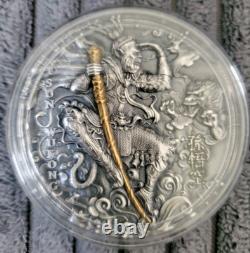 2020 Niue $2 SUN WUKONG Journey To The West 2 oz Antique UHR Silver Coin