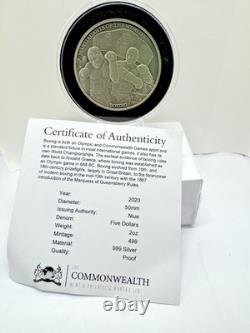 2020 Niue Elizabeth II 5 Dollar 2 oz Silver Martial Arts of the World Boxing
