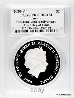 2020-P $2 Iwo Jima 75th Ann. 2oz Silver Piedfort Proof Coin PCGS PR70 FDI