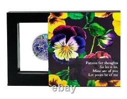 2020 Pansy Language of Flowers Pure Silver Proof Coin Cameroon
