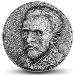 2020 Self Portrait of Vincent Van Gogh 2 oz Pure Silver High Relief Coin