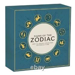 2020 Signs of The Zodiac 5 oz Pure Silver Antiqued Colored Coin
