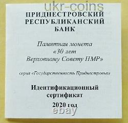 2020 Transnistria Moldova Silver Proof Coin 30 years of Supreme Council of PMR