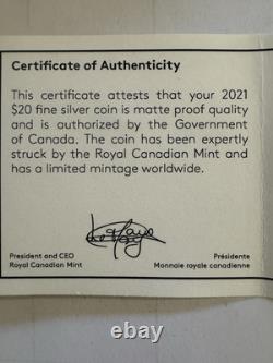 2021 1 oz 99.99% PURE SILVER WITH GOLD PLATING CANADIAN COIN. THE GRAY WOLF