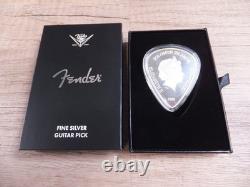 2021 $2 Soloman Islands Fender Guitar Pick PAMP 1 oz 999.9 Silver Colorized NEW