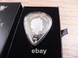 2021 $2 Soloman Islands Fender Guitar Pick PAMP 1 oz 999.9 Silver Colorized NEW