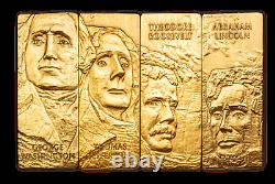 2021 Barbados Mt. Rushmore Gold Gilt 4 x 1 oz Silver Coin Bar Set 250 Made