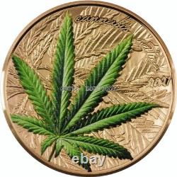 2021 Cannabis Sativa 1 oz silver coin gilded Benin