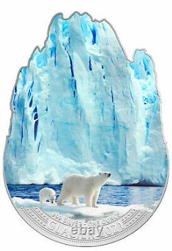 2021 Fiji Glacier Shaped 1 oz Silver Colorized $2 Coin GEM BU OGP