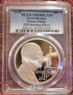 2021 GB HRH Prince Philip Duke Edinburgh 1oz. 925 Sterling Silver PCGS PR69DCAM