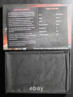 2021 Jurassic World Antiqued Cracked High Relief Coin 2 oz. 999 Silver 500 MADE