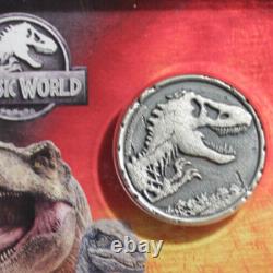 2021 Jurassic World Antiqued Cracked High Relief Coin 2 oz. 999 Silver 500 MADE