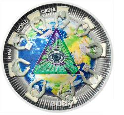2021 New World Order Great Conspiracies 2 Oz. 999 Silver Coin Palau