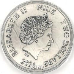 2021 Niue $2 Plague Doctor 50g. 999 Silver Antiqued Coin 250 Made