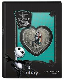 2021 Niue The Nightmare Before Christmas Love is Eternal 1oz Silver Heart Coin