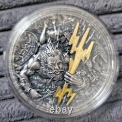 2021 Niue ZEUS GREEK GODS 2 oz Silver High Relief Antique Coin