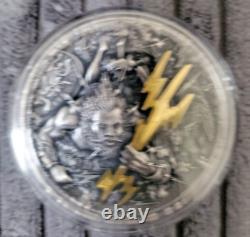2021 Niue ZEUS GREEK GODS 2 oz Silver High Relief Antique Coin