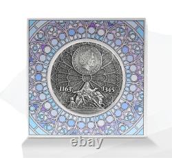 2021 Notre Dame 2 oz Pure Silver Antiqued Coin With Selective Coloring And Gold