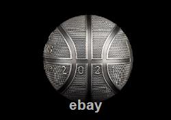 2021 Samoa $5 Spherical Antiqued Basketball 1 oz. 999 Silver Coin 999 Made