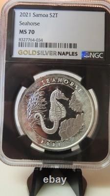 2021 Samoa Silver 2 Tala SEAHORSE NGC graded MS70 1 oz 999 Silver