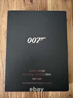 2021 Tuvalu 1/2 oz Silver COIN SET 007 James Bond 1983-2021 FULL SET BOX #2 MINT