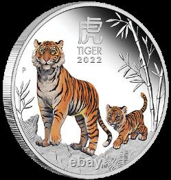 2022 Australia COLORED PROOF Lunar Year of the Tiger 1oz Silver $1 Coin Series 3