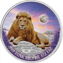 2022 Cameroon Lion Leo Silver Color Coin Big Cat Rhodium Plated BU Savanna Life