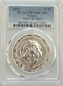 2022 France 20 Euro Lunar Year of the Tiger 1 oz Coin PCGS PR70DCAM RARE