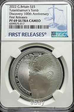 2022 GREAT BRITAIN NGC MS 69 TUTANKHAMUN TOMB. 925 Silver 28g proof egypt god