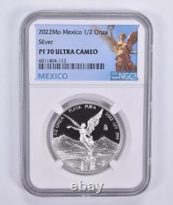 2022 Mo Mexico Silver 1/2 Onza Proof PF70 UCAM NGC Mexico Label