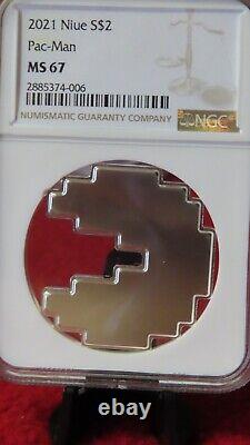 2022 Niue $2 Pac-Man NGC MS67.999 Silver Video Game Coin New Zealand
