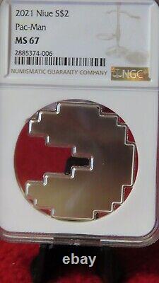2022 Niue $2 Pac-Man NGC MS67.999 Silver Video Game Coin New Zealand