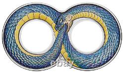 2022 OUROBOROS 2oz $2 Silver Antiqued Colored Coin Australia