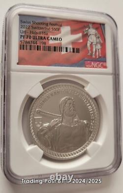 2022 SWITZERLAND SALE 50 Fr. Silver Shooting Thaler NGC Proof 70 UC