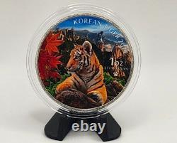 2022 South Korea Tiger! 1 Ounce Pure Silver. 999 Colorized Coin Series