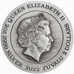 2022 Tuvalu 2 Ounce Silver Rainbow Imperial Dragon Coin