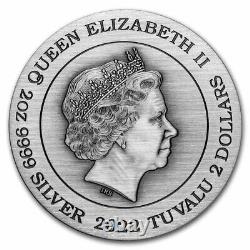 2022 Tuvalu 2 oz Silver White Tiger Rimless Coin (Antiqued) SKU#243047